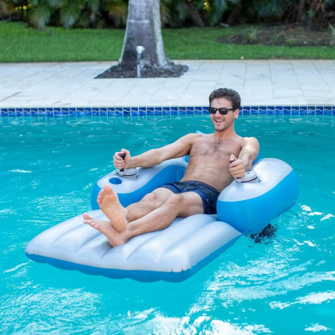 FloatMaster Recharge™ - Motorized Inflatable Chair with Cup Holders